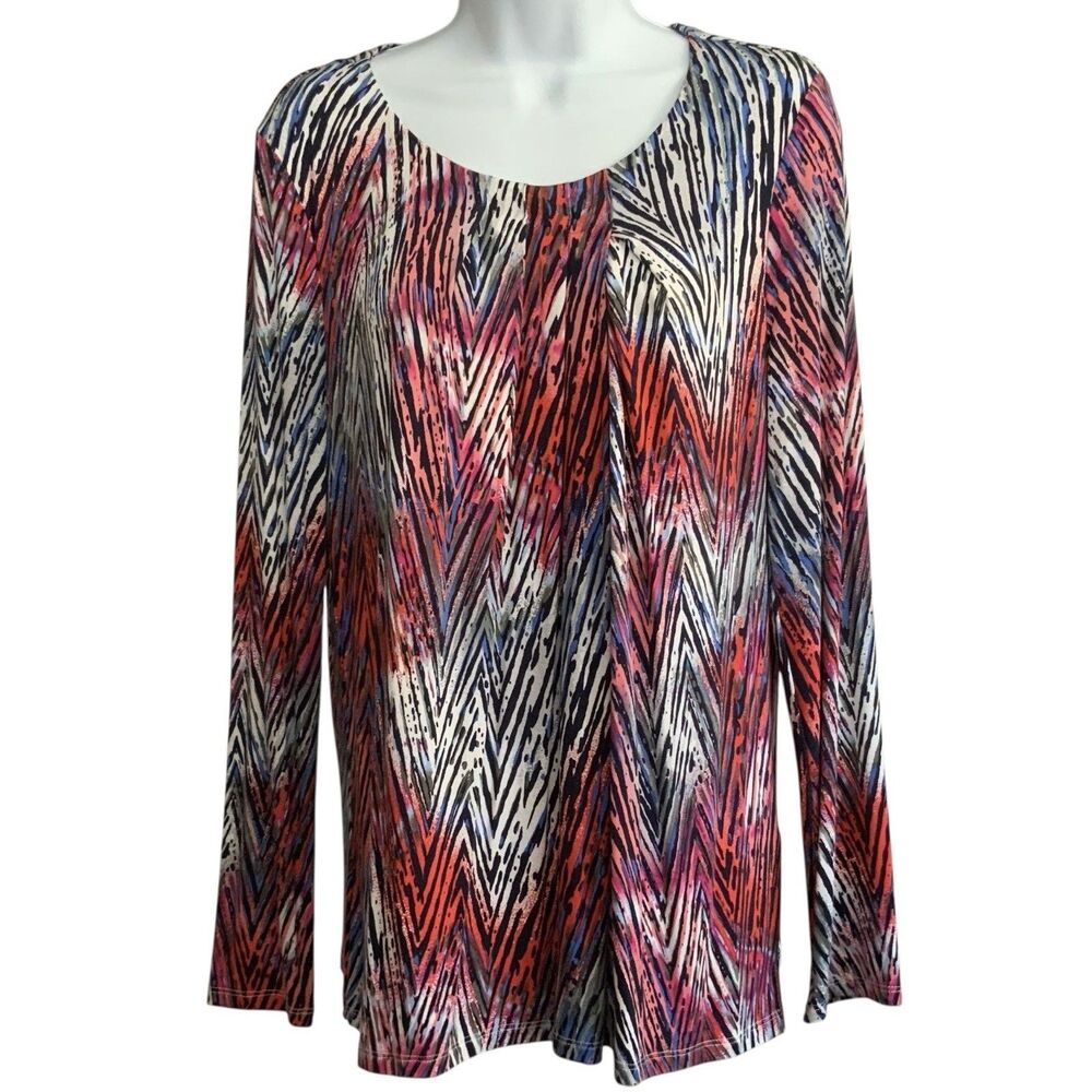 Rafaella Artistic Expression Long Sleeve Abstract Print Top Size Small NWT